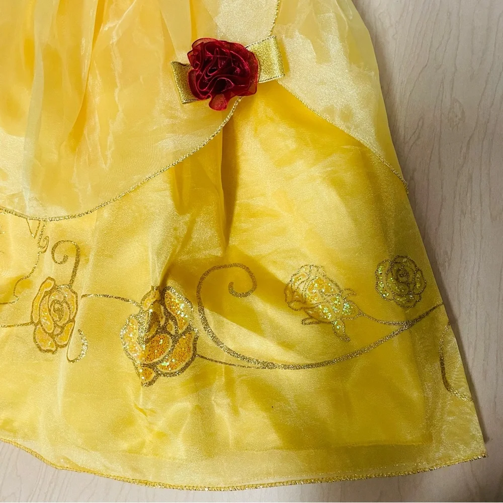 Disney Store Belle Costume Girls 3T Beauty and the Beast Halloween Yellow Dress - Picture 3 of 5